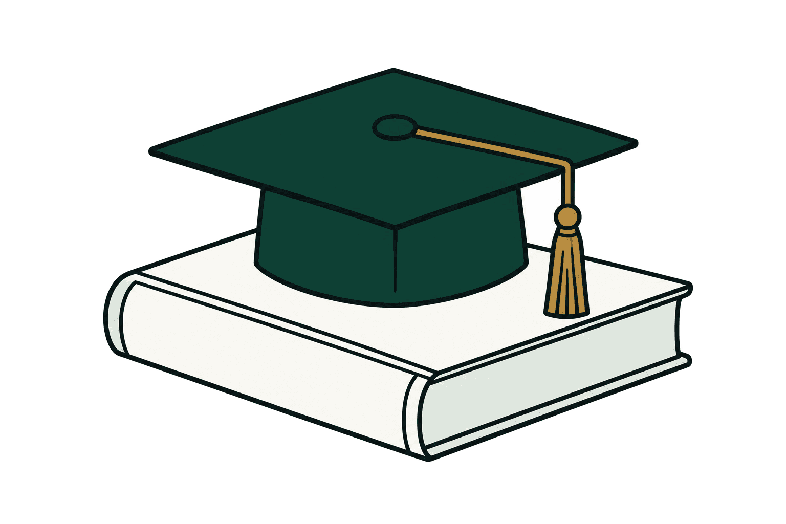 A graduation cap resting on a book